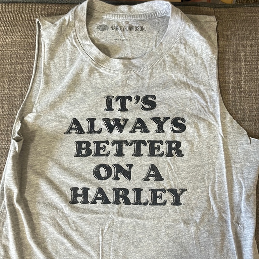 “It’s always better on a Harley” tank top. New. Worn a couple of times.